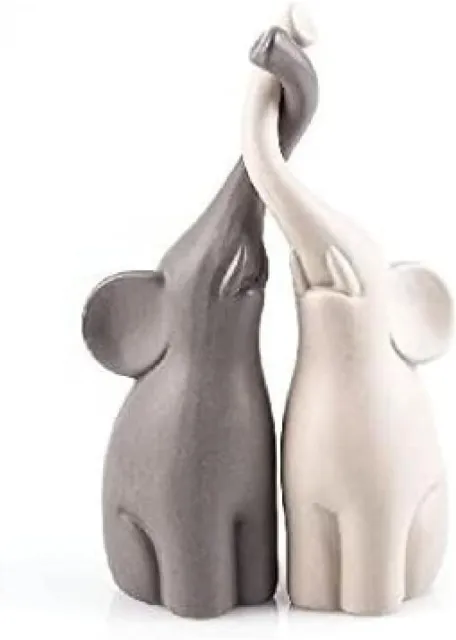 Pajoma | Statue en Porcelaine Couple d' Eléphants | Pour Décoration Intérieure |