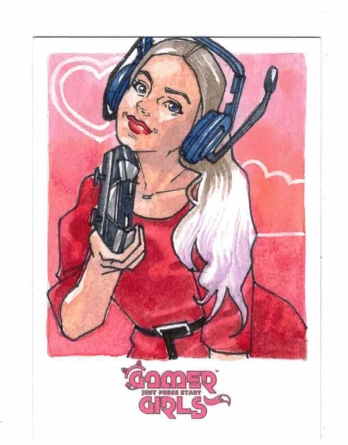 Comic Obsessions & 5FINITY Gamer Girls Original Sketch Card Leon Braojos