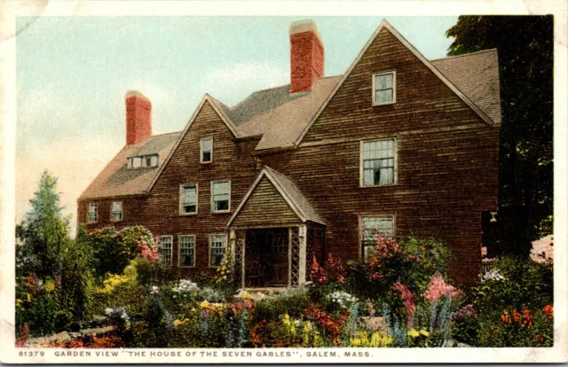 Vtg 1910s Garden View The House of Seven Gables Salem Massachusetts MA Postcard