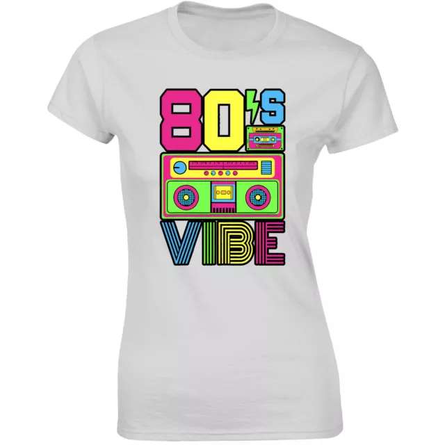 I Love The 80's Retro Ladies T-Shirt Vintage Vibes Fancy Dress Women Gift Tshirt