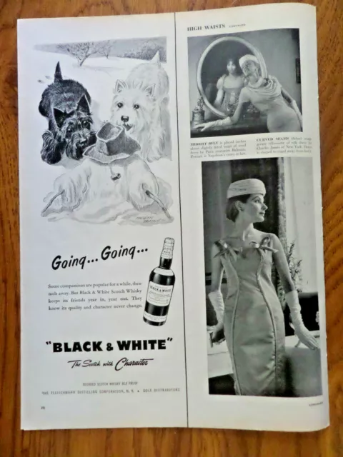 1956 Black White Scottish Scotty Terrier Westie Ad Melting Snowman