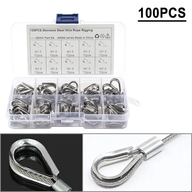 New 100PCS M1.5 Wire Rope Fixed Clamps Heart Ring 304 Stainless Steel