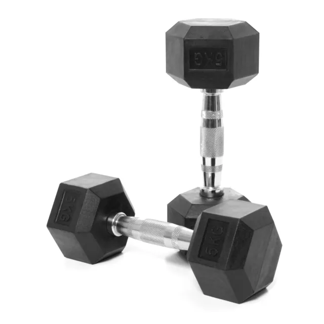Hex Dumbbells Rubber Encased Cast Iron Home Weights Gym Fitness Sports 3