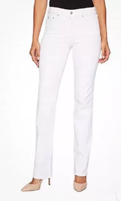 NYDJ Marilyn Straight Lift Tuck Stretch Denim White Jeans New Size 16