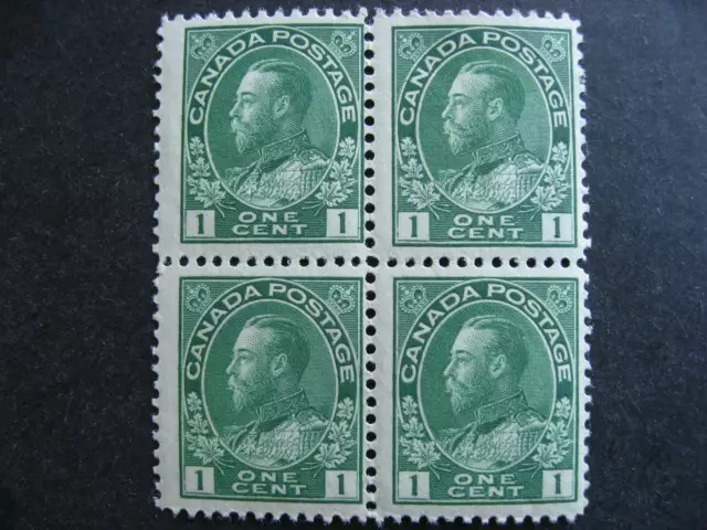 Canada 1c Admiral MNH block of 4 Ut 104e number mark on back of one see pictures