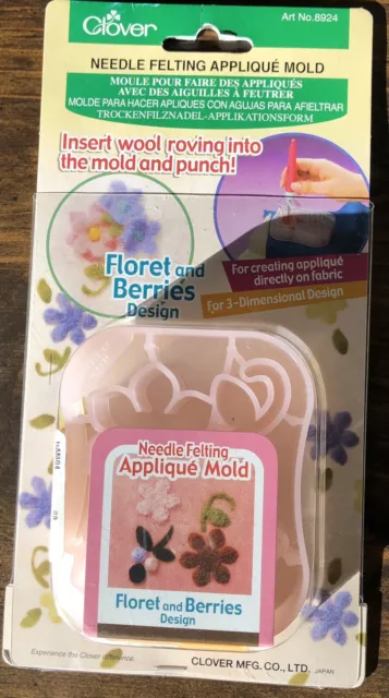 Aplique de fieltro con aguja de trébol #8924 floret y bayas NUEVO en tarjeta sellada