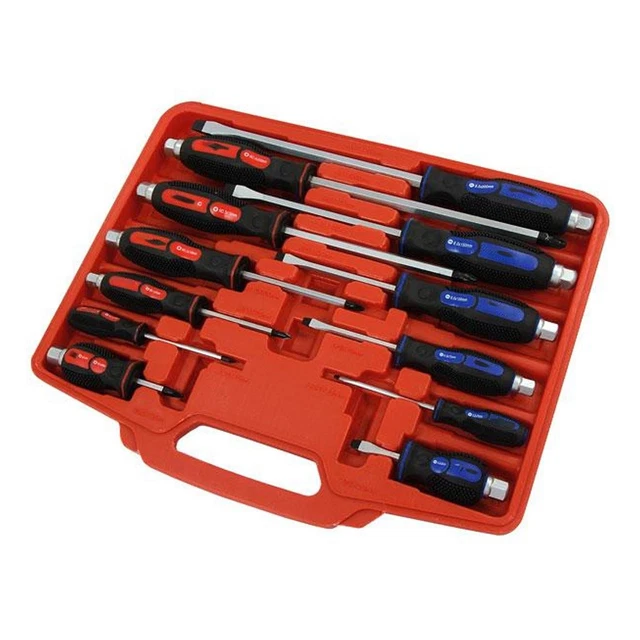 Magnetschraubendreher-Set strapazierfähig flach & Pozi taktile Gummigriffe 12 STCK.