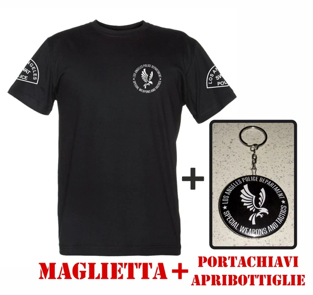 S.W.A.T. Maglietta + Portachiavi Apribottiglie T-Shirt SWAT Los Angeles Tributo