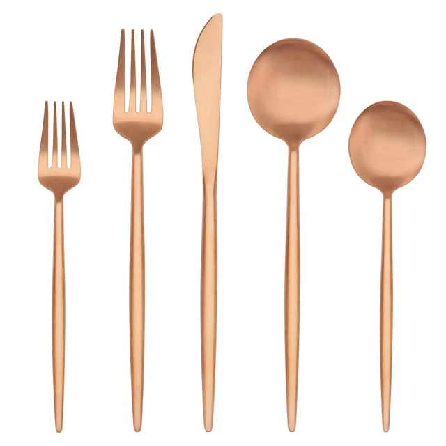 Matte Rose Gold Silverware Set,20 Piece Stainless Steel Flatware Set,Tablewar...