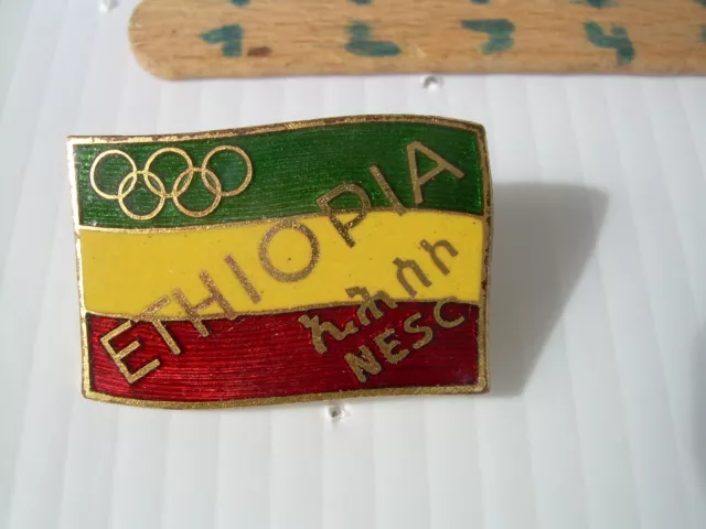 Rare Noc Ethiopia Olympic Committee No Pin Badge Brooch 1956 Melbourne Jo Enamel