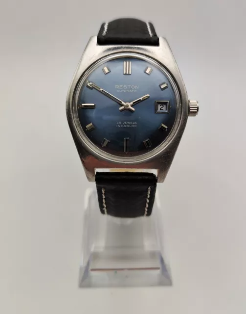 Reston Orologio Vintage Watch Full Inox Automatic Eta 2452 Blue Dial