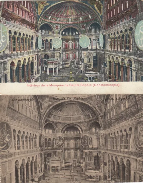 Istanbul Konstantinopel Hagia Sophia innen Lot 2 AK uralt Türkei Türkiye 2102010