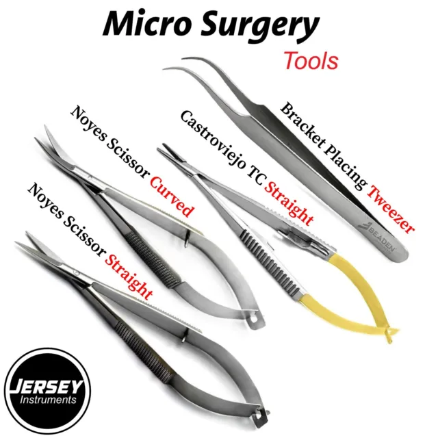 Microsurgery Castroviejo Needle Holder TC Suture Tying Forceps Noyes Scissors CE