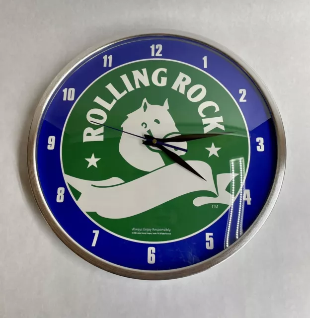 Rolling Rock Beer Clock Horse Green White Blue Latrobe Brewing Co PA Works 2006