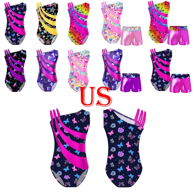 US Kids Girls Sleeveless Ballet Dance Leotard Boxer Shorts Gymnastics Costume
