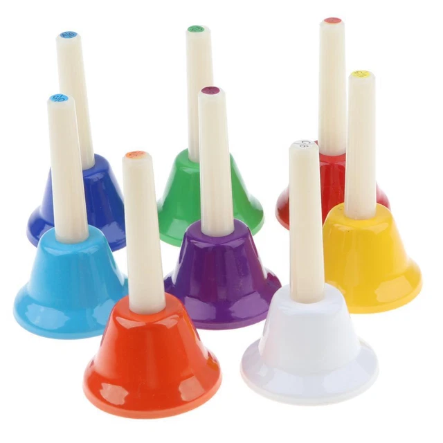 De 8 Cloches à Percussion à Main Colorées Instruments  Pour Enfants