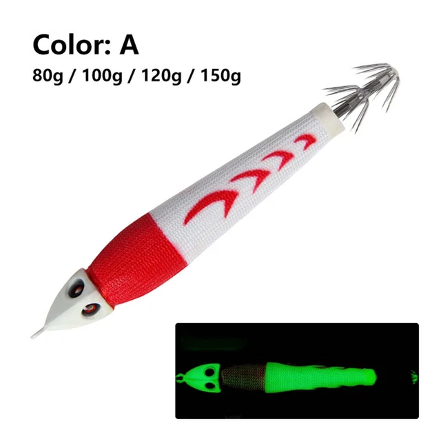 Lot De 4 Leurres à Calmar Lumineux LED Avec Crochets Barbelés - Pêche Nocturne En Mer - Couleur Verte - 12