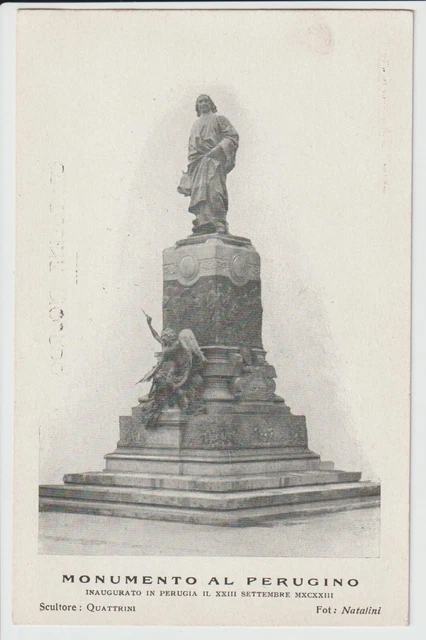 ANTICA CARTOLINA DI PERUGIA - MONUMENTO AL PERUGINO - formato piccolo