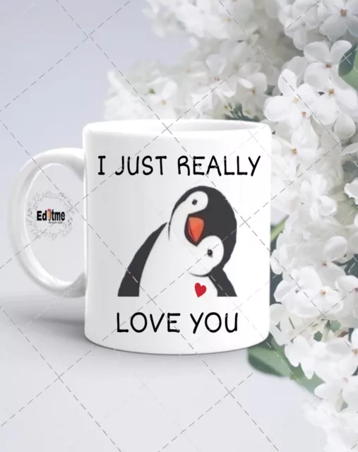 Jolie tasse d'amour pingouin cadeau d'anniversaire cadeau d'anniversaire SON AMOUR LUI