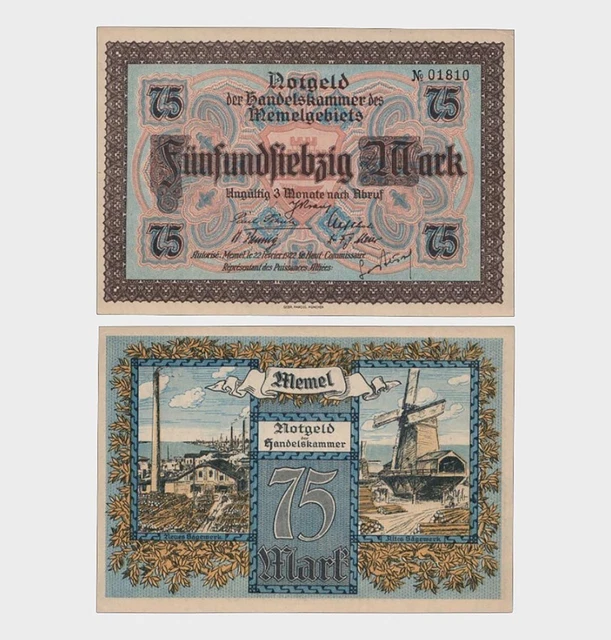 Memel - 1922 - 75 Mark - "aUNC+" - #CO2338