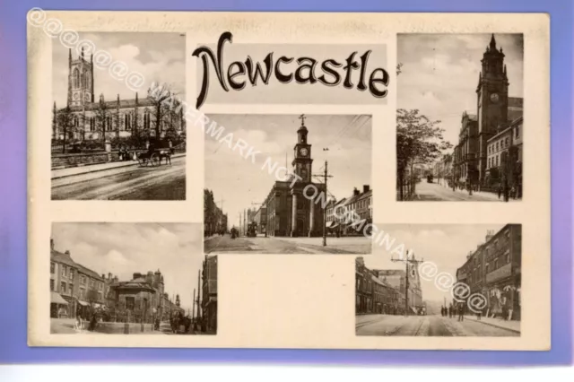 EARLY 1911c Newcastle Under Lyme MULTI-VIEW STAFFORDSHIRE LOCAL SHAW POSTCARD