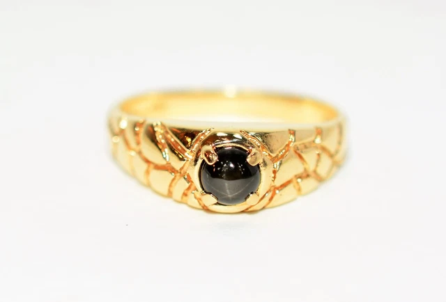 Natural Star Sapphire Ring 10K Gold .50ct Vintage Solitaire Gemstone Estate Ring