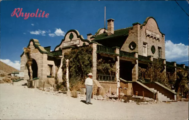 Rhyolite Nevada ghost town once great metropolis Casino sign vintage postcard