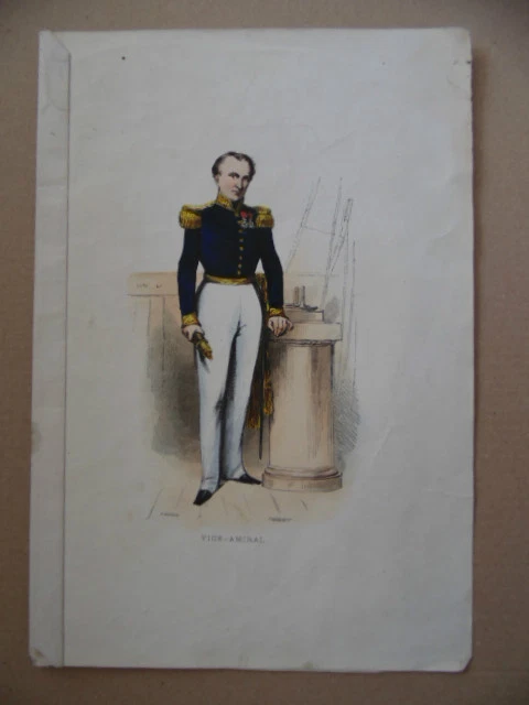 19th century SIECLE GUSMAN PAUQUET / NAPOLON III VICE ADMIRAL ENGRAVING? FRENCH NAVY