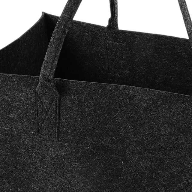 Relaxdays Portalegna Da Interno In Feltro, Set Da 2, Cesta Con 28 L Di Volume Borsa Per Legna Con Manici Grigio Scuro 77908136