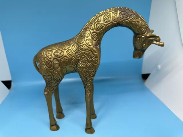 Vintage Mcm Solid Brass Giraffe Statuette