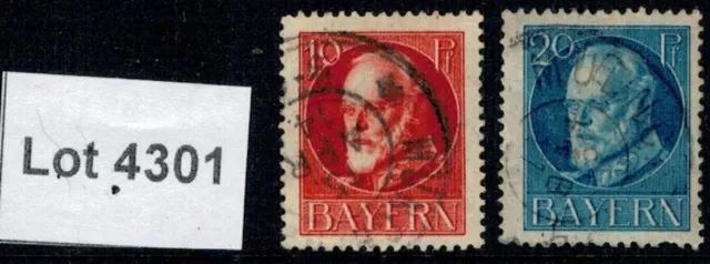 Lot 4301 - Bavaria 1914 10pf red and 20pf blue used Stamps