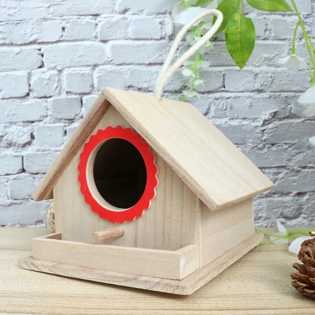 Jaula para pájaros de tamaño grande lisa Paulownia fabricación de madera jaula para pájaros decoración exterior