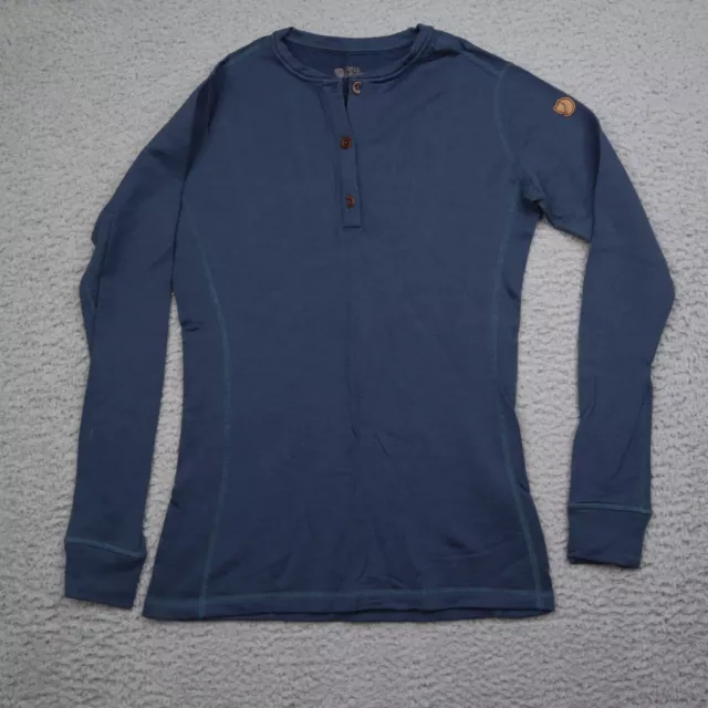 Fjallraven Lappland Womens S Henley Shirt Merino Wool Base Layer Blue (FLAWS)