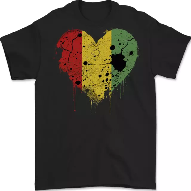 Love Guinea Bandiera Guineano Giorno Calcio Uomo T-Shirt 100% Cotone