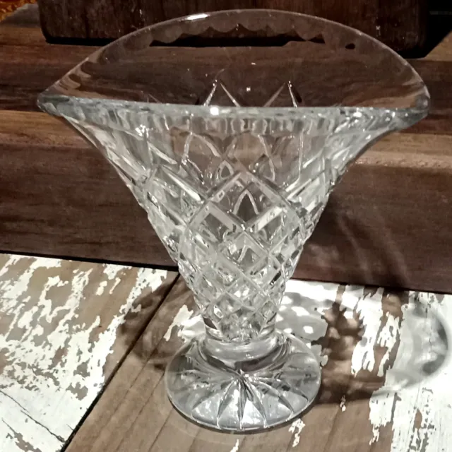 Vintage Bohemian Crystal Napkin Holder or Vase Diamond Cut Table Home Decor