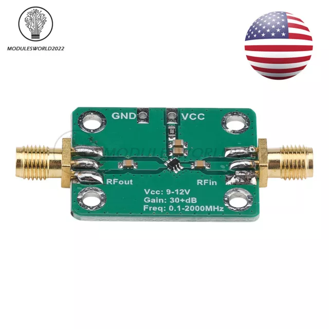 0.1-2000MHz RF Wideband Amplifier Low-noise LNA Broadband Module Gain 32dB USA