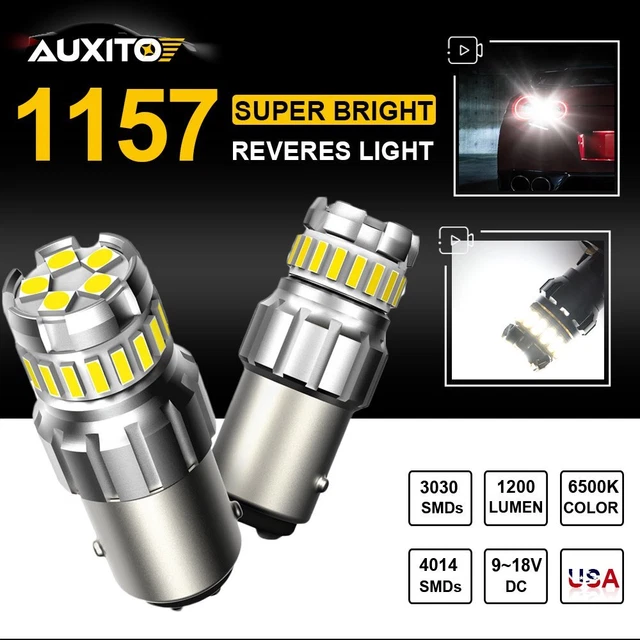 2X AUXITO 1157 BAY15D LED Reverse Brake Parking DRL Light Bulb 6500K Super White