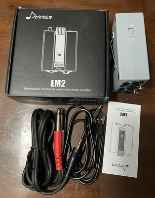 Donner EM2 Rechargeable Portable Personal in-Ear Monitor Amplifier Analog Headphone Amplifier Stereo Headphone Earphone Amp Volume Control Audio Booster with 2 XLR and TRS Input 3.5mm Output Jack 