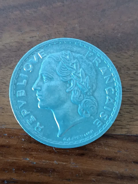 5 Francs Marianne Alu 1950 – Lavrillier – SPL+ (Superbe état)