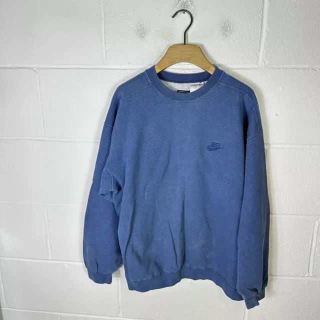 Vintage Nike Sweatshirt Mens Large Blue Navy 90s Swoosh Retro Travis Crewneck