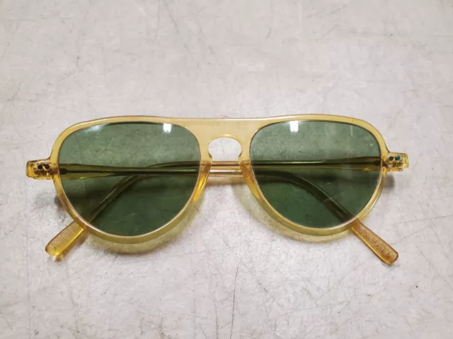Vintage Willson Sunglasses, Amber Plastic Lucite Frames, Green Tint, 1950's-60's