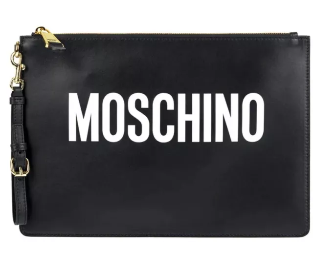 Moschino Moschino Logo Printed Zip- Up Clutch Bag 3