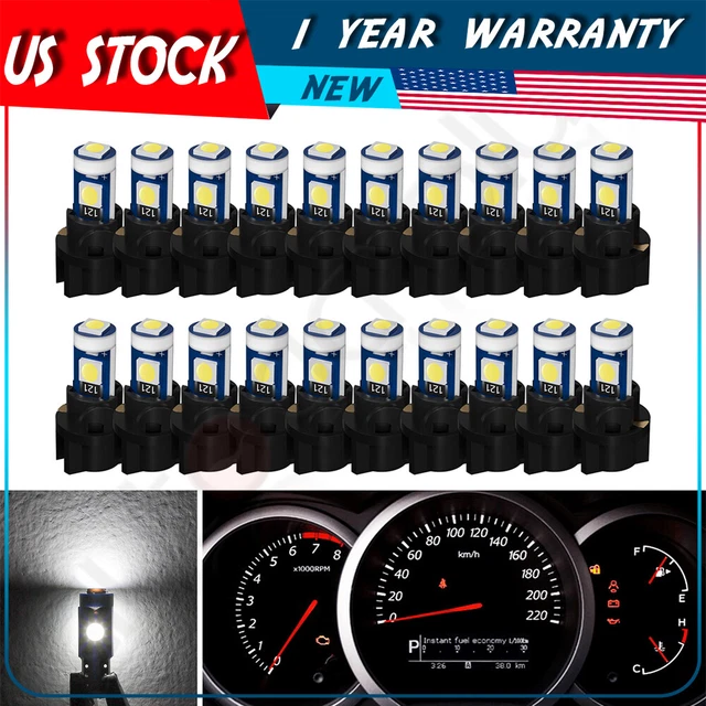 20X Twist Socket White T5 73 Led 3030Smd Instrument Cluster Dash Light Bulb Kit