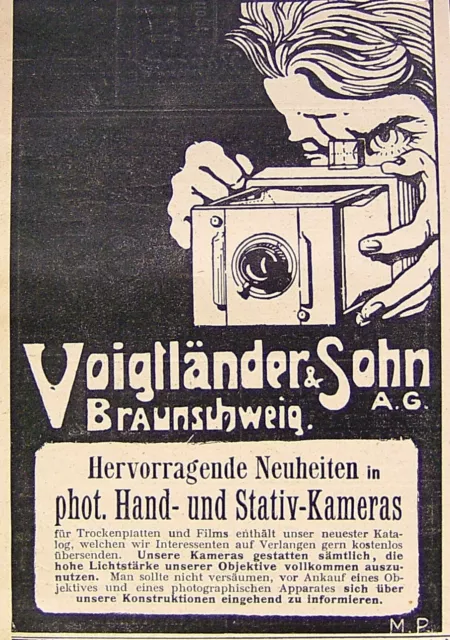 Hand-Cameras von Voigtländer & Sohn AG Braunschweig Reklame 02 Werbung 1905