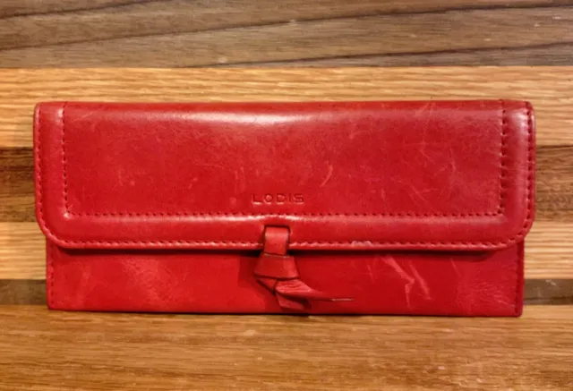 Lodis Wallet Red Leather Credit Card Holder