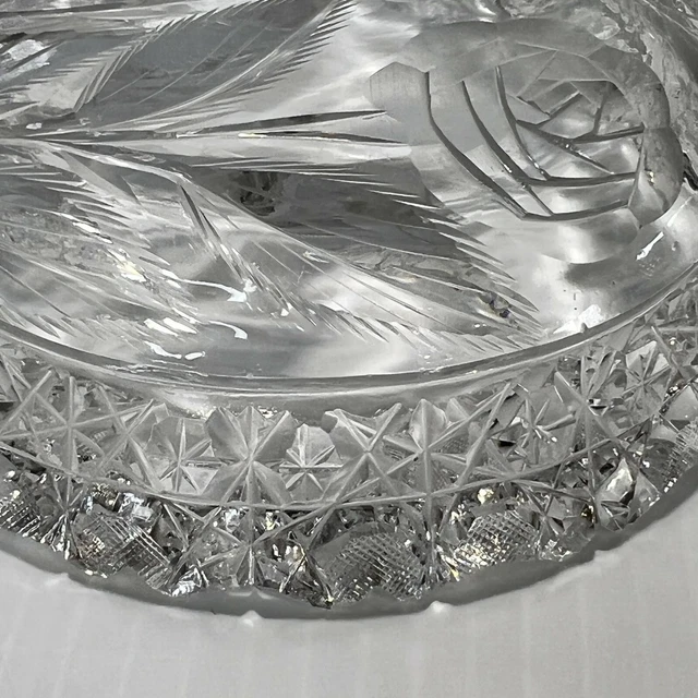 Antique American Brilliant Period Rose Pattern Sawtooth Candy Nut Small Bowl 5