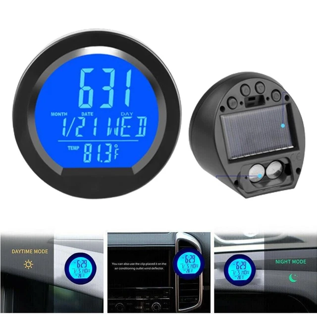 Car Digital Solar Energy Thermometer Clock Automatic Photosensitivity HOT