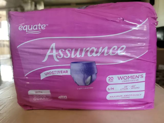 Equate Assurance Womens Underwear Light Lavender 18 Count Odor Guard Large
