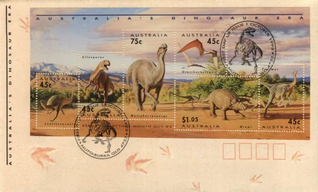 1993 Australia's Dinosaur Era Postmark 1-10-93 Muttaburra [P93-065]