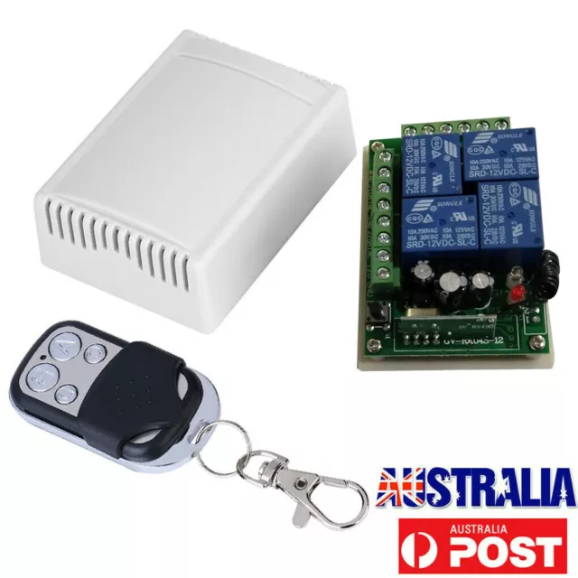 433MHZ 4CH Channel Wireless Transmitter RF 4Relay Remote Control Switch Receiver
